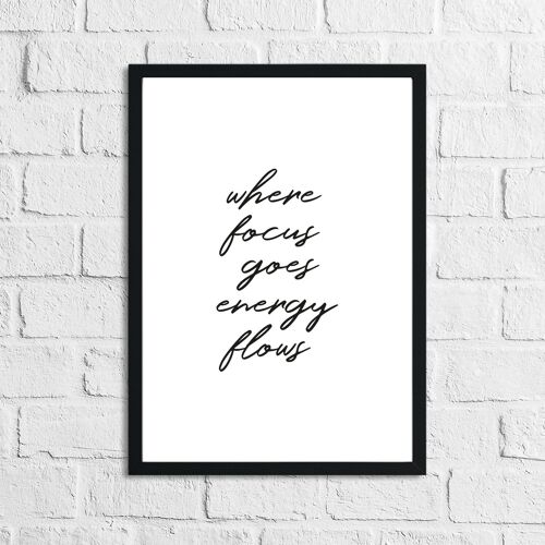 Where The Focus Goes Energy Flows Inspirational Quote Print A4 Normal
