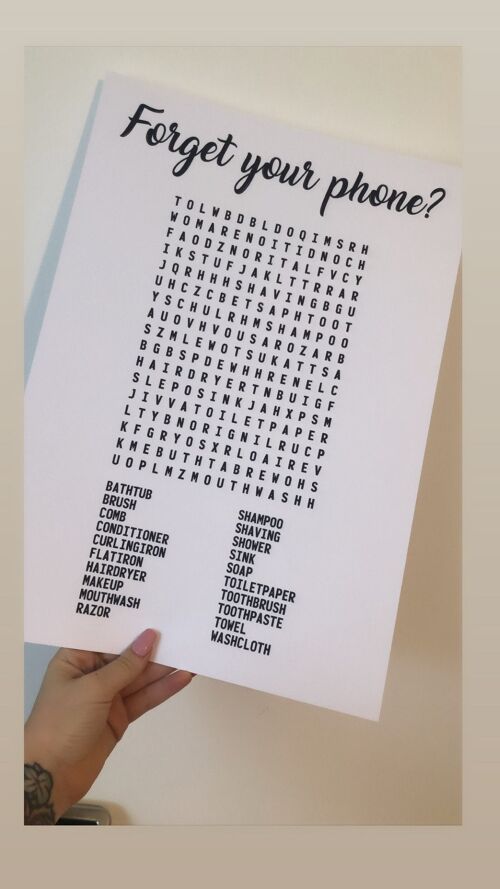 Forget Your Phone Crossword Bathroom Funny Print A4 Normal