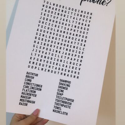 Forget Your Phone Crossword Bathroom Funny Print A4 Normal