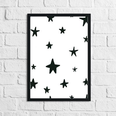 Scandinavian Stars Pattern Childrens Nursery Bedroom Print A4 Normal