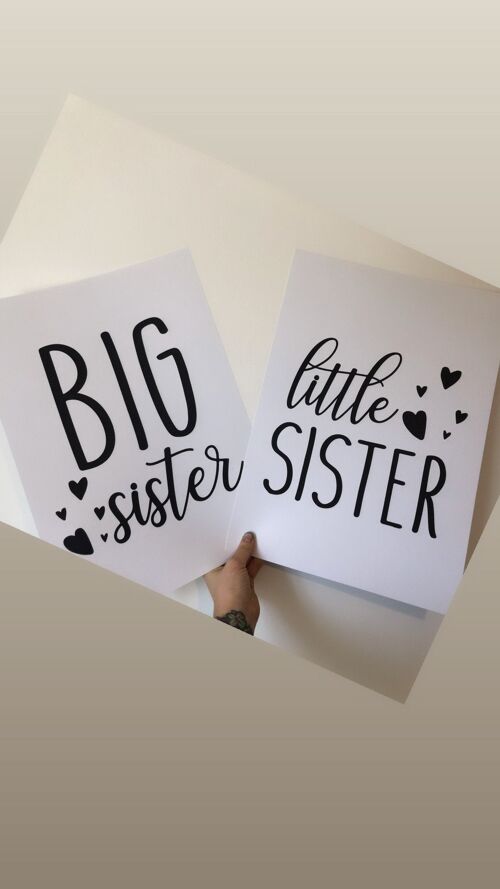 Big Sister Little Sister Hearts Childrens Bedroom Set Of 2 A4 Normal
