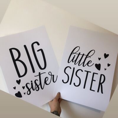 Big Sister Little Sister Hearts Childrens Bedroom Set Of 2 A4 Normal