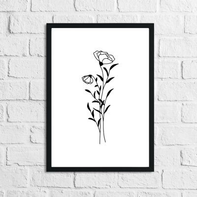 Flower 9 Simple Line Work Schlafzimmer Home Print A4 Normal