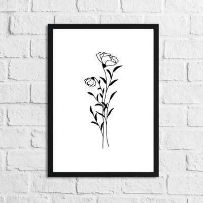 Flower 9 Simple Line Work Bedroom Home Print A4 Normal