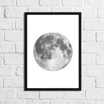 Full Moon Grey Bedroom Home Simple Print A4 Normal