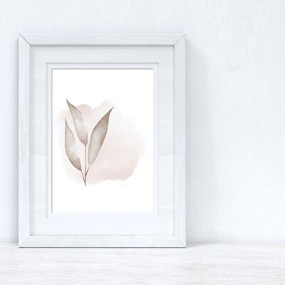 Natural Watercolour Leaves 7 Bedroom Home Print A4 Normal
