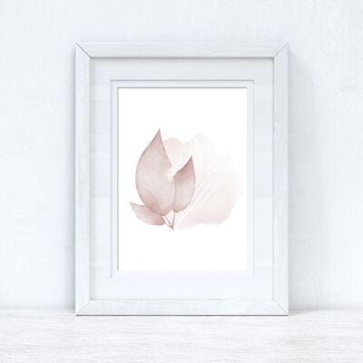 Natural Pinks Watercolour Leaves 2 Bedroom Home Print A4 Normal