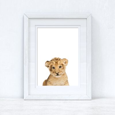 Baby Lion Wild Animal Unisex Nursery Childrens Room Print A4 Normal