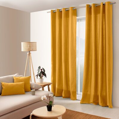 Tenda con occhielli, 135 x 240 cm, Giallo senape, 100% cotone, Collezione PANAMA