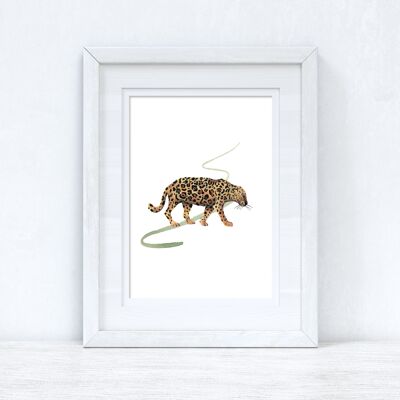 Jaguar Green Watercolour Bedroom Home Simple Print A4 Normal