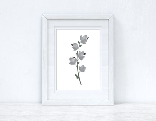 Grey Black Green Watercolour Flower 1 Bedroom Home Print A4 Normal