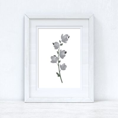 Grey Black Green Watercolour Flower 1 Bedroom Home Print A4 Normal