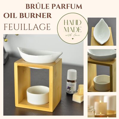 Parfümbrenner Serie Naturea - Blattwerk - Dekorationsobjekt - Düfte, Duftwachse, ätherische Öle - aus Bambus und Keramik