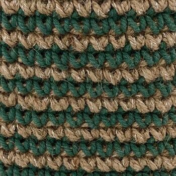panier bas durable / rangement en coton et jute - rayures vert pin - fait main au Népal - panier au crochet 3