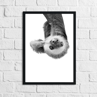Hanging Sloth Black White Animal Nursery Childrens Room Prin A4 Normal