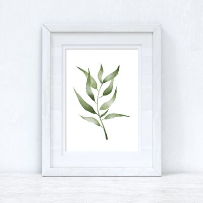 Greens Watercolour Leaves 4 Bedroom Home Print A4 Normal