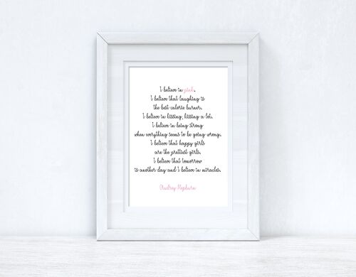 I Believe In Pink Inspirational Simple Home Print A4 Normal