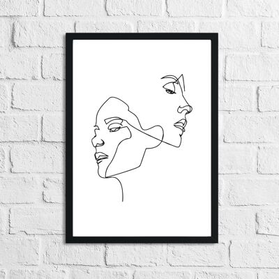 Simple Two Faces Line Work Bedroom Print A4 Normal