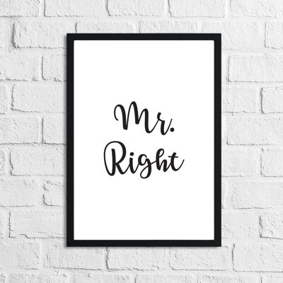 Mr Right Mrs Always Right Bedroom Simple Set Of 2 A4 Normal