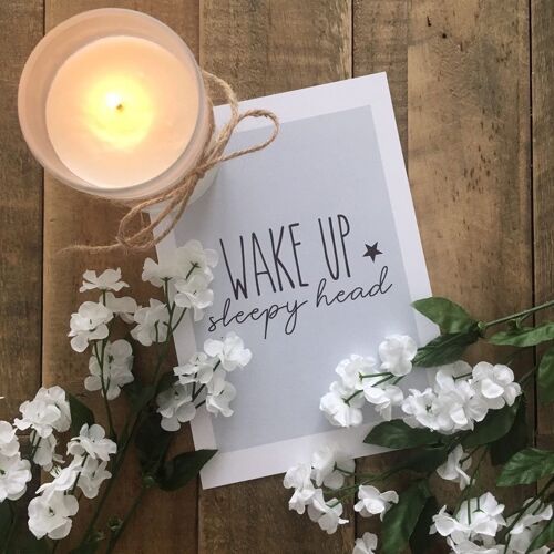 Wake Up Sleep Head Star Grey Room Bedroom Quote Print A4 Normal