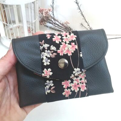 Origami black Sakura gusset wallet
