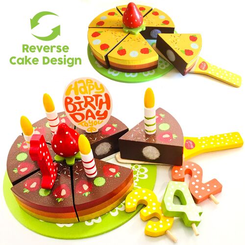 KOCO WOODEN CELEBRATION CAKE - Reversible Design 2 in 1