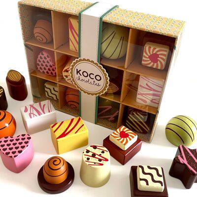 SCATOLA DI SELEZIONE DI CIOCCOLATI IN LEGNO KOCO