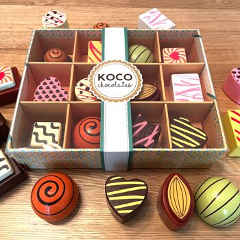 COFFRET SÉLECTION DE CHOCOLATS EN BOIS KOCO 9