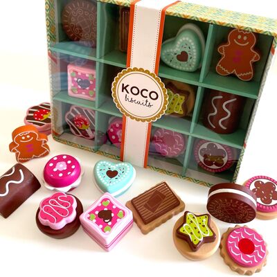 CAJA DE SELECCIÓN DE GALLETAS O BISCUITS DE MADERA KOKO
