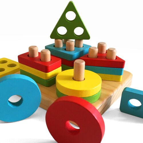 Wooden column building blocks set