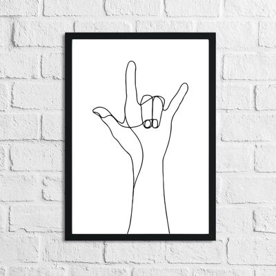 Hand Rock Fine Line Work Bedroom Home Bathroom Print A4 Normal