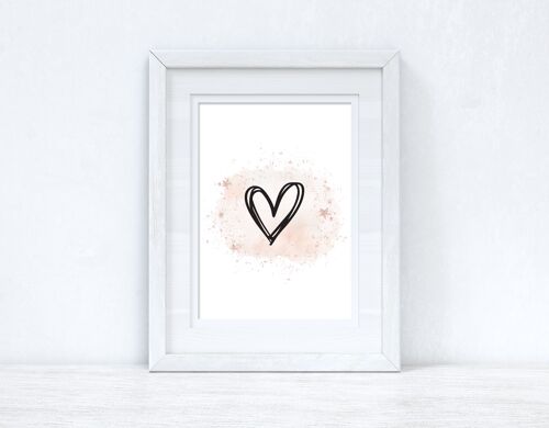 Heart On Rose Gold Simple Home Bedroom Print A4 Normal