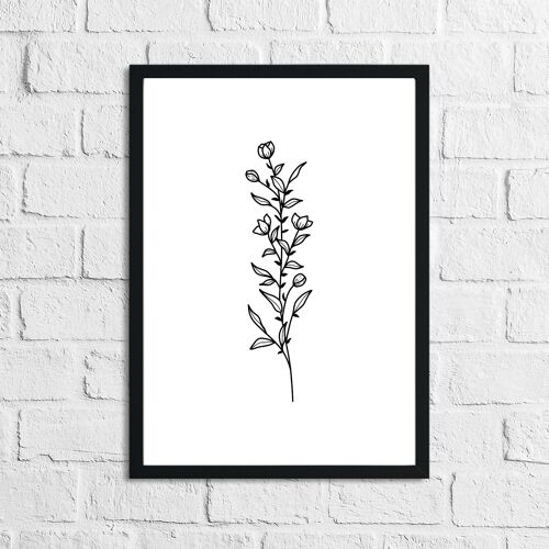 Flower 8 Simple Line Work Bedroom Home Print A4 Normal