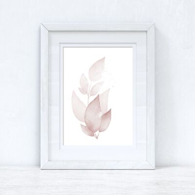 Natural Pinks Watercolour Leaves 5 Bedroom Home Print A4 Normal