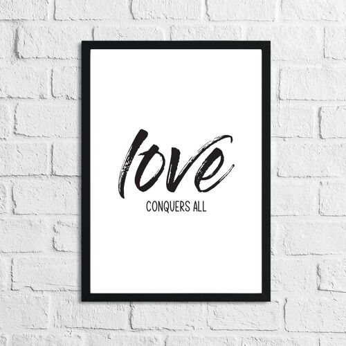 Love Conquers All Brush Bedroom Print A4 Normal