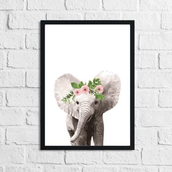 Éléphant Animal sauvage Floral Chambre d'enfant Chambre d'enfant Impression A4 Normal 1