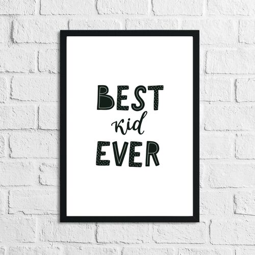 Scandinavian Best Kid Ever Childrens Nursery Bedroom Print A4 Normal