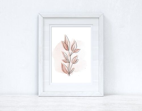 Natural Peaches Watercolour Leaves 3 Bedroom Home Print A4 Normal