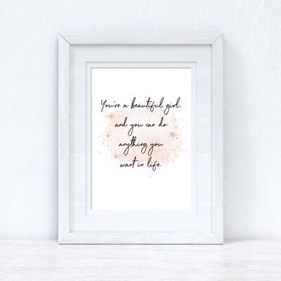 Youre A Beautiful Girl Rose Gold Watercolour Inspirational H A4 Normal