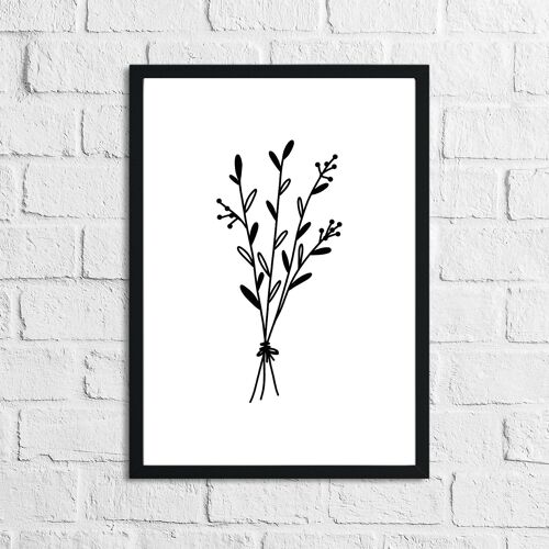 Flower 4 Simple Line Work Bedroom Home Print A4 Normal