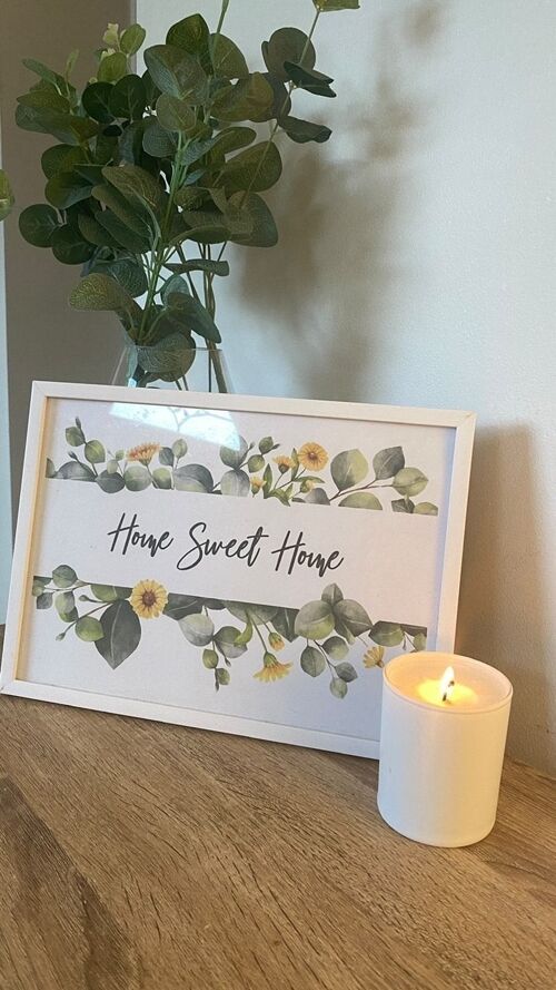 Home Sweet Home Green Eucalyptus Floral Landscaped Print A4 Normal