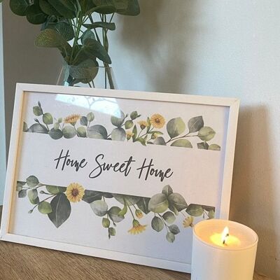 Home Sweet Home Green Eucalyptus Floral Landscaped Stampa A4 Normale