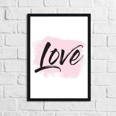 Love Pink Brush Bedroom Print A4 Normal