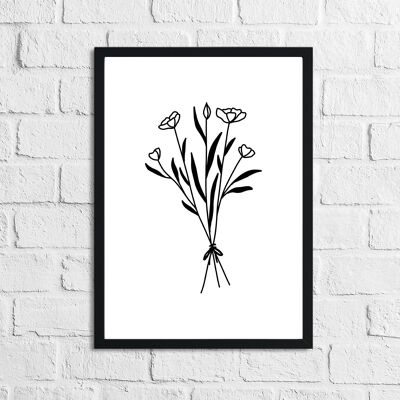 Flower 1 Simple Line Work Schlafzimmer Home Print A4 Normal