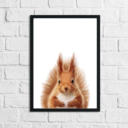 Red Squirrel Animal Woodlands Childrens Nursery Room Print A4 Normal
