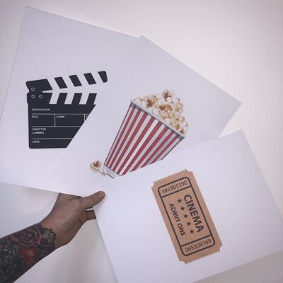 Cinema Room Popcorn Ticket Set Of 3 Bedroom Living A4 Normal