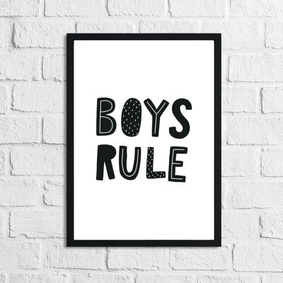 Scandinavian Boys Rule Childrens Nursery Bedroom Print A4 Normal