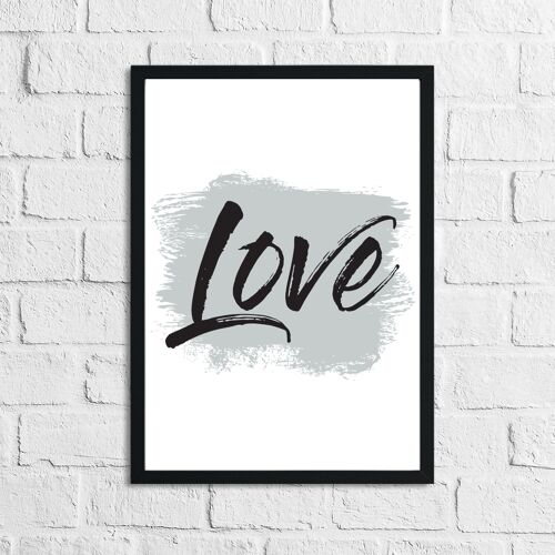 Love Grey Brush Bedroom Print A4 Normal