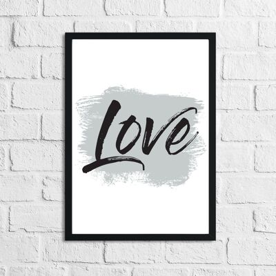 Love Grey Brush Bedroom Print A4 Normal