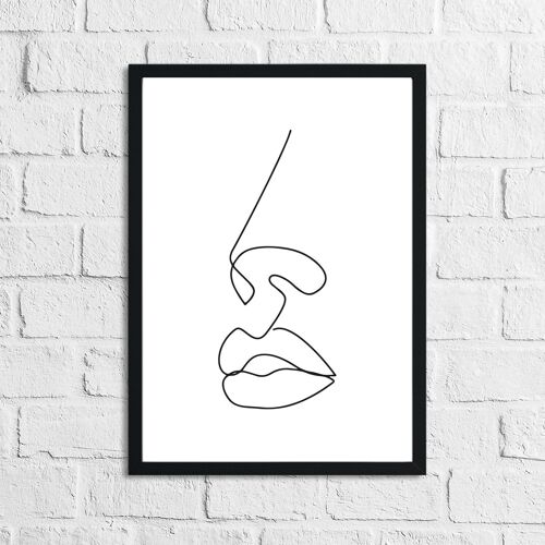 Lips Nose Simple Line Work Bedroom Print A4 Normal